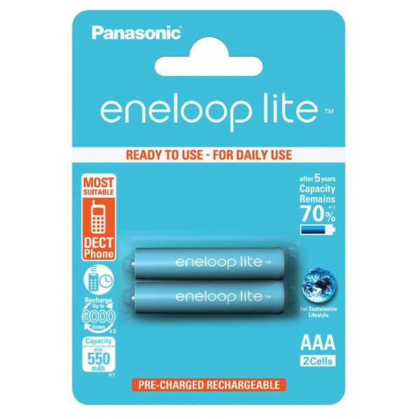 Аккумулятор тип AAA Panasonic Eneloop Lite AAA 550 2BP mAH NI-MH (BK-4LCCE/2BE)