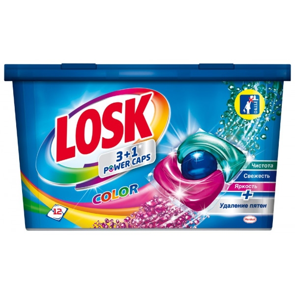 Капсули для прання Losk Тріо-капсули Колор 12 шт