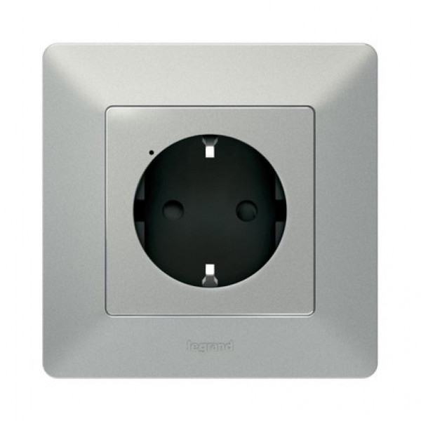 Розумна розетка Legrand Valena Life with Netatmo 2К + З 16А 230В. Aluminum (752394)