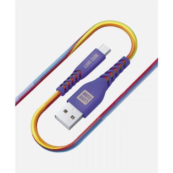 Кабель синхронізації даних Luxe Cube Kevlar USB-microUSB 1.2m Rainbow (8886668686259)