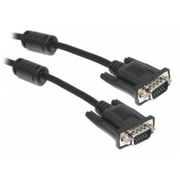 Кабель VGA Maxxter VGA HD15M - VGA HD15M 3+9C, с 2-мя фер, 1.8m Black V-PVGA-6)