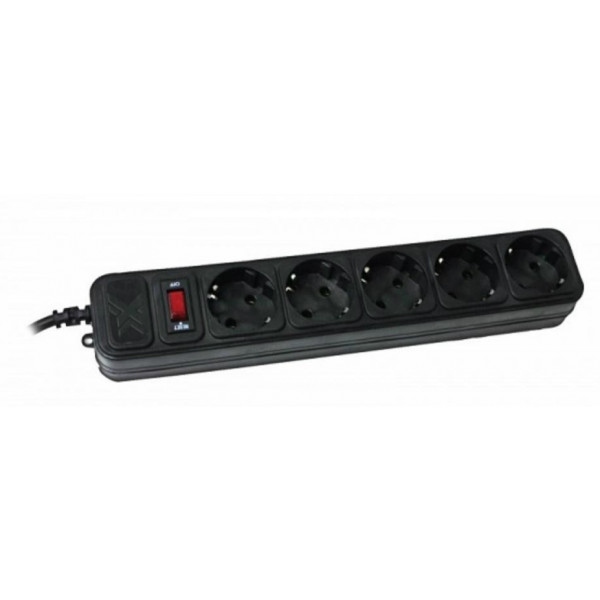 Мережевий фільтр Maxxter SPM5-G-10B чорний, 3 м кабель, 5 розеток
