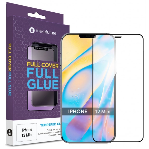 Захисне скло для смартфону MakeFuture Full Cover Full Glue Apple iPhone 12 Mini (MGF-AI12M)