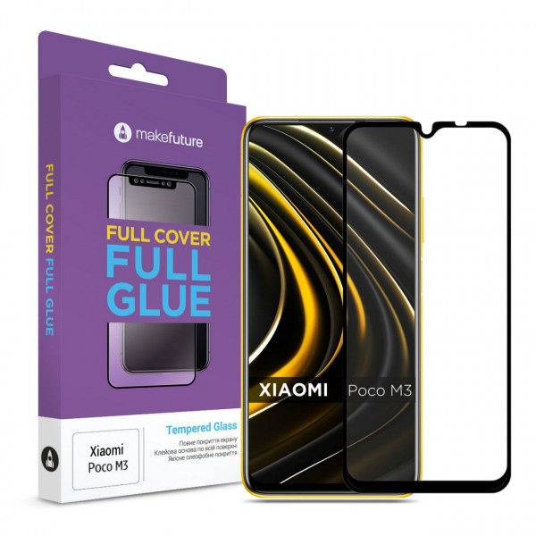 Захисне скло для смартфону MakeFuture Full Cover Full Glue Xiaomi Poco M3 (MGF-XPM3)