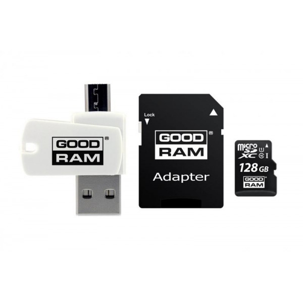 Карта пам'яті Goodram microSDXC 128GB Class 10 UHS I U1 Retail + Adapter +CardReader (M1A4-1280R12)
