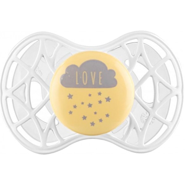 Симетрична пустушка Nuvita Air55 Cool 6m + "Love" Жовто-сіра (NV7085SC)
