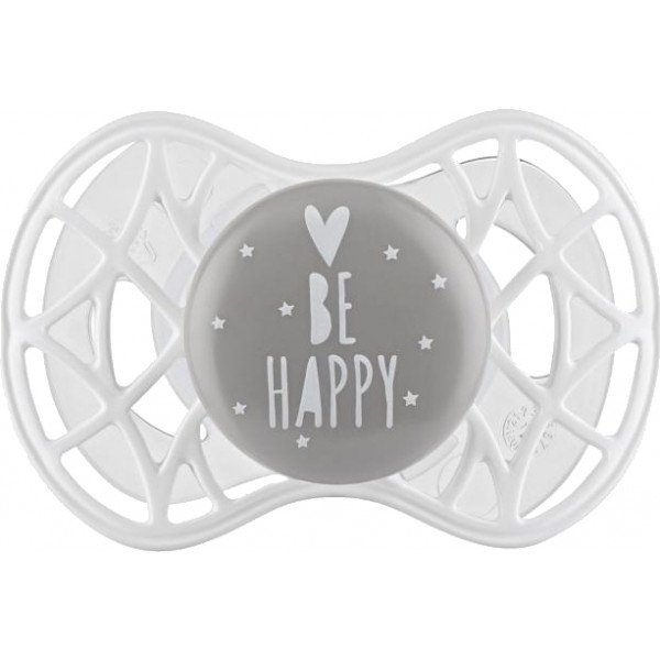 Ортодонтична пустушка Nuvita Air55 Cool 6m + "Be Happy" Сіра (NV7084PG)
