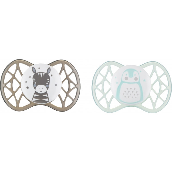 Симетрична пустушка Nuvita Air55 Explorer 0m + (зебра, пінгвін) 2 шт. (NV7067N)