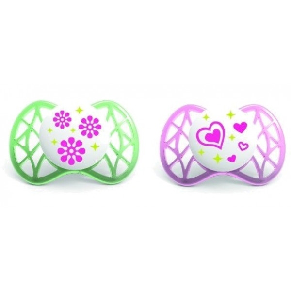 Ортодонтична пустушка Nuvita Air 0м + 2 шт. для дівчинки (NV7060Girl)