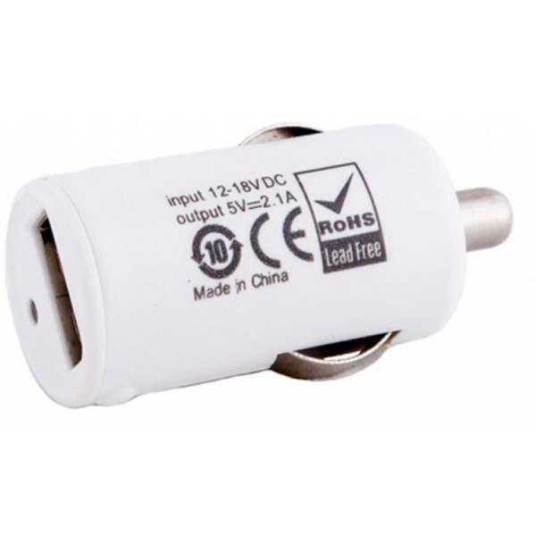 Автомобільний зарядний пристрій PowerPlant 1xUSB 2.1A White (DV00DV5037)