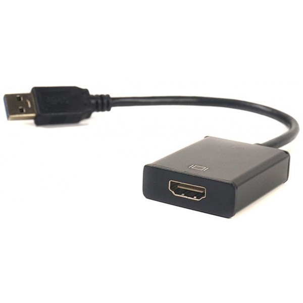 Перехідник HDMI PowerPlant USB 3.0 AM - HDMI FM 0.15m Black (CA910373)