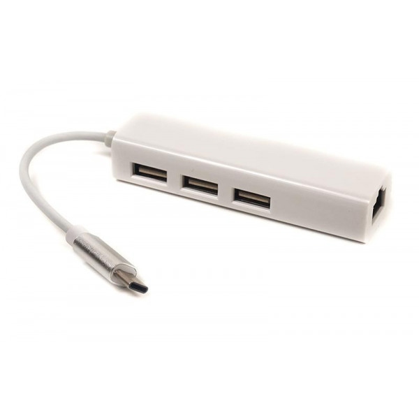 Переходнік USB-C - USB PowerPlant USB 3.1 Type-C - 3 порта USB 2.0 + Ethernet (CA910397)