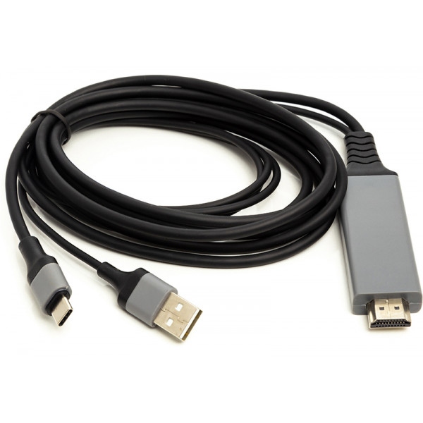 Кабель PowerPlant HDMI to USB AM + Type-C (CA912025)