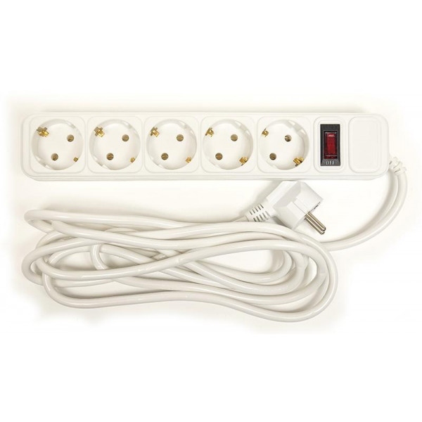 Мережевий фільтр PowerPlant JY-1056/3 (PPSA10M30S5) 5 розеток 3 м White