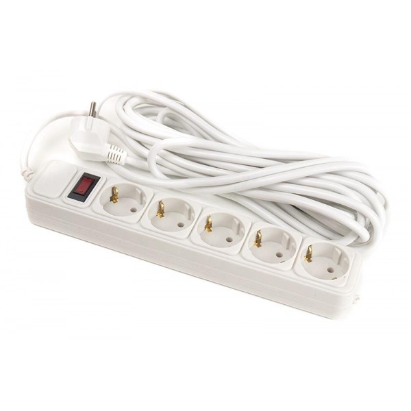 Мережевий фільтр PowerPlant JY-1056/3 (PPSA10M30S5B) 5 розеток 3 м White