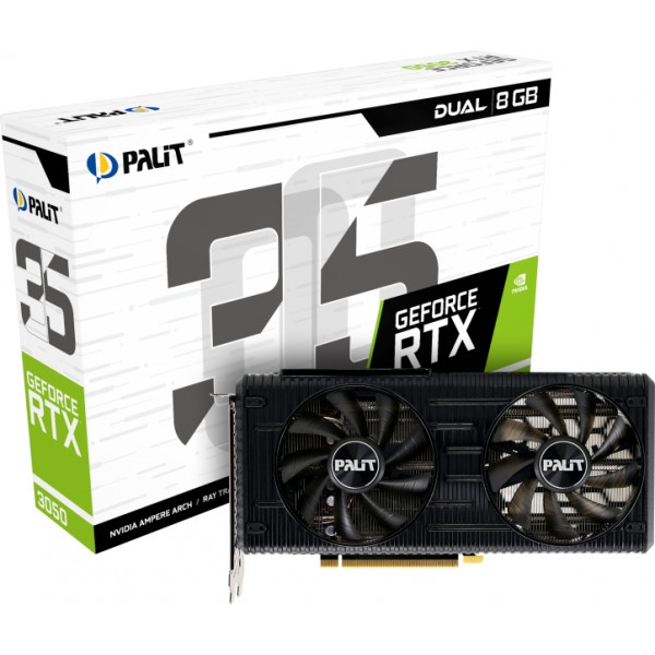 Відеокарта PALIT-XPERTVISION NVIDIA RTX 3050 DUAL 8GB GDDR6 (NE63050019P1-190AD)
