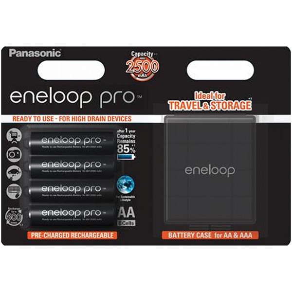 Акумулятор тип AA Panasonic Eneloop Pro AA 2500 mAh 4BP+Case (BK-3HCDEC4BE)