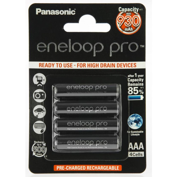 Акумулятор тип AAA Panasonic Eneloop Pro AAA 930 mAh 4BP (BK-4HCDE/4BE)