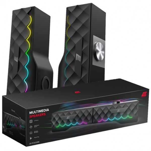 Комп'ютерна акустика компактна 2.0 2E PCS232 USB Black (2E-PCS232BK)