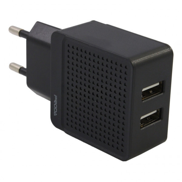 Мережевий зарядний пристрій Proda Saiya air А25i 2USB 18W Black з кабелем Lighting (PD-A25i-Cab-BK)
