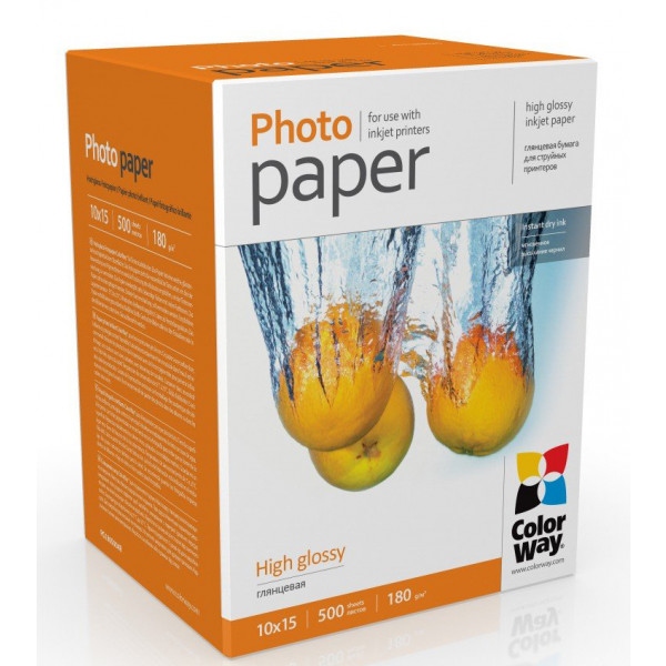 Фотопапір 10х15 Colorway 180г/м 10х15 500л. глянцевая (PG1805004R)