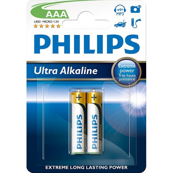 Батарейка тип AAA Philips Ultra Alkaline LR03-E2B (LR03E2B/10)