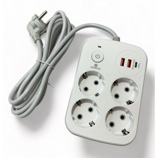 Мережевий фільтр XOKO SP-4-2-1 2 м 4 розетки 3 USB White (XK-SP-4-2-1-WH)