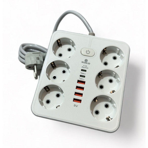 Мережевий фільтр XOKO SP-6-4-2 2 м 6 розетки 6 USB White (XK-SP-6-4-2-WH)