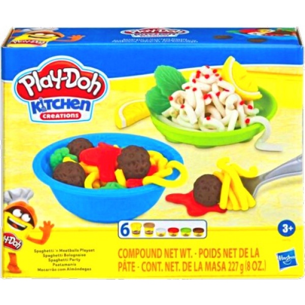 Набори для ліплення Play Doh Hasbro Play-Doh Кухонні приналежності SPAGHETTI N MEATBALLS PLAYSET (E7253_E8680)