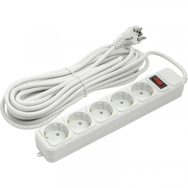 Мережевий фільтр PowerPlant JY-1056/10 (PPSA10M100S5) 5 розеток 10 м White