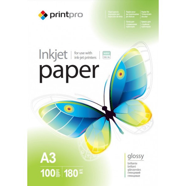 Фотопапір PrintPro 180g/m2, A3, 100 л. (PGE180100A3)