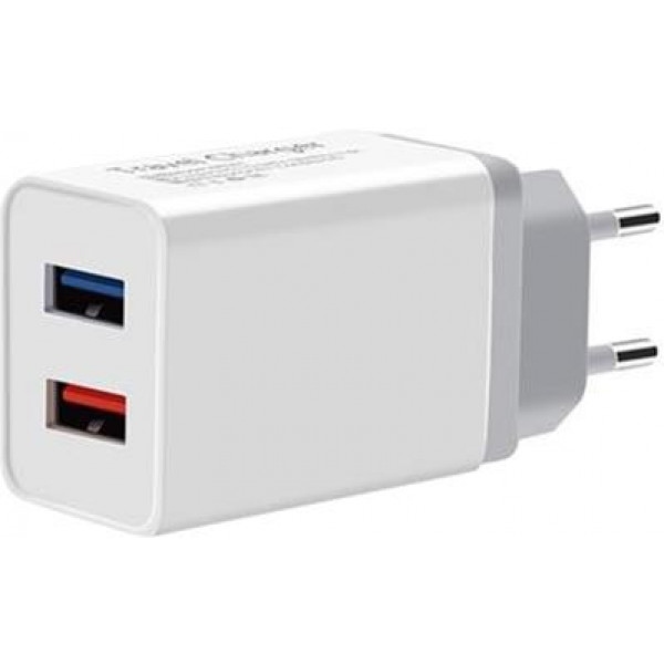 Мережевий зарядний пристрій Proda PD-A28i 2хUSB порти 2,4A + USB Ligthtning кабель 1 м 
White (PD-A28i-WH)