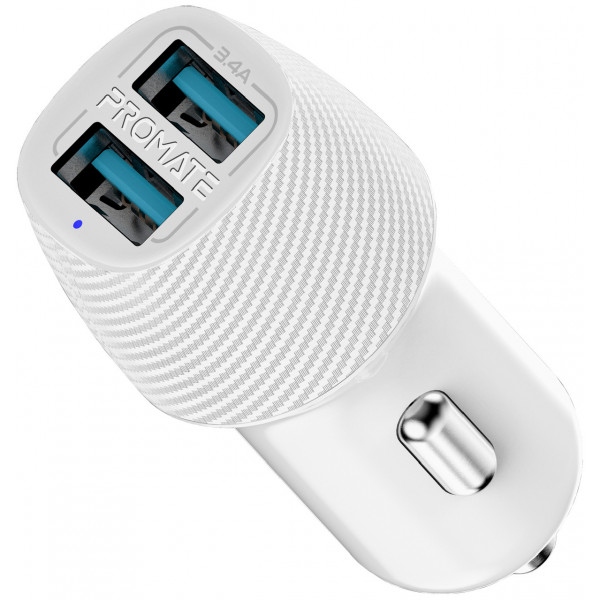 Автомобільний зарядний пристрій Promate Voltrip-duo White