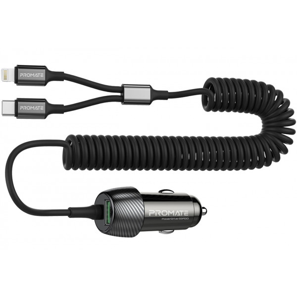 Автомобільний зарядний пристрій Promate Powerdrive-33pdci.Black