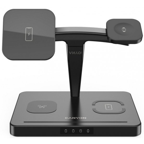 Зарядна док-станція Canyon WS-404 4 в 1 QI Black (CNS-WCS404B)
