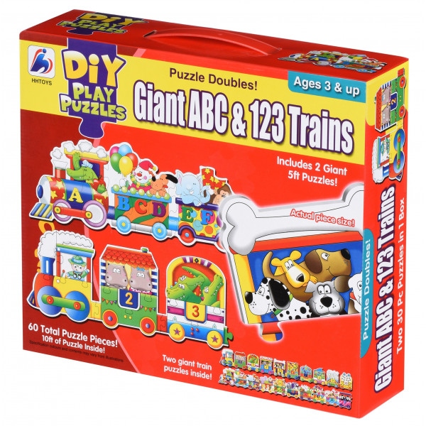 Пазли картонні (3-4 роки) Same Toy Великий поїзд Букв і Цифр (2095Ut)