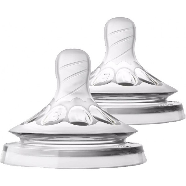 Середній потік соска дитяча силіконова Philips Avent Natural, від 3 міс., Середній потік, 2 шт. (SCF043/27)