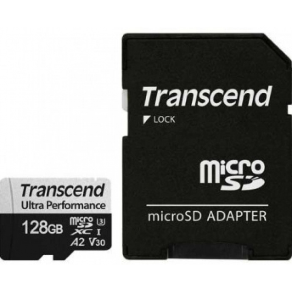 Карта пам'яті Transcend 128GB microSDXC C10 UHS-I U3 A2 R160/W125MB/s + SD (TS128GUSD340S)