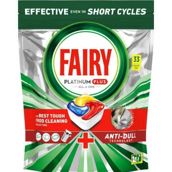 Таблетка для посудомийної машини Fairy Platinum Плюс Все в Одному Лимон 33шт