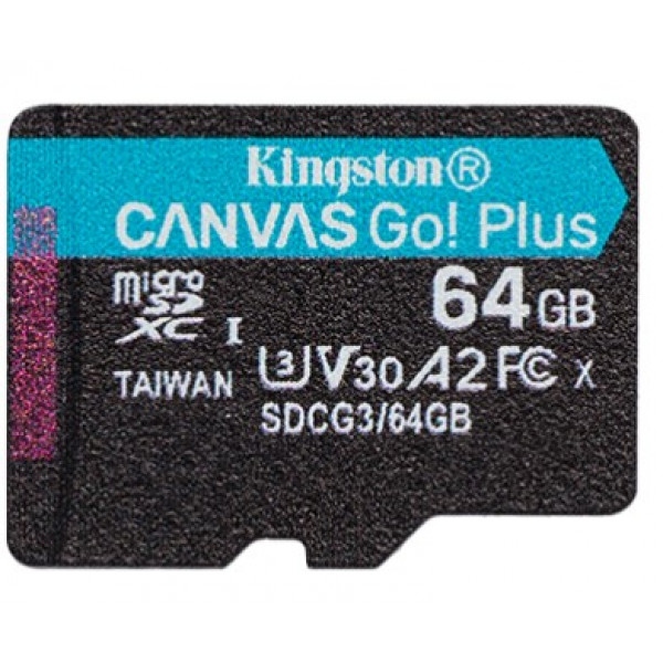 Карта пам'яті Kingston microSDXC 64GB C10 UHS-I U3 A2 Canvas Go Plus (SDCG3/64GBSP)