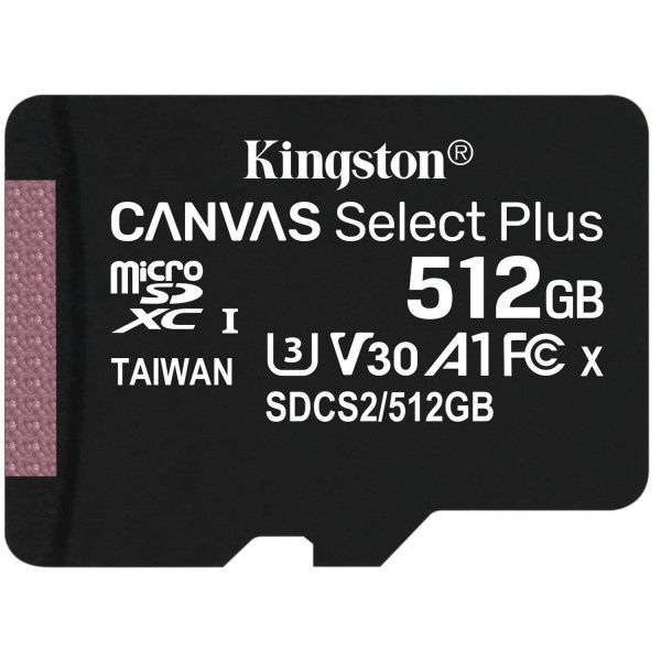 Карта пам'яті Kingston microSDXC Canvas Select Plus 10 0R A1 C10 Single Pack w/o Adapter (SDCS2/512GBSP)