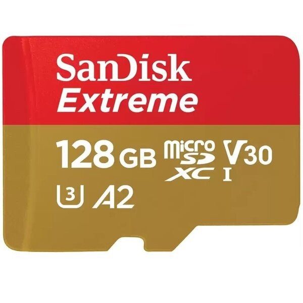 Карта пам'яті SanDisk microSD 128GB C10 UHS-I U3 R190/W90MB/s Extreme V30+SD (SDSQXAA-128G-GN6MA)