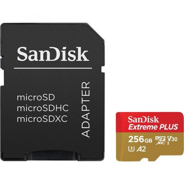 Карта пам'яті SanDisk Extreme Plus microSDXC 256GB + SD Adapter + 2 years Rescue Pro Deluxe (SDSQXBD-256G-GN6MA)