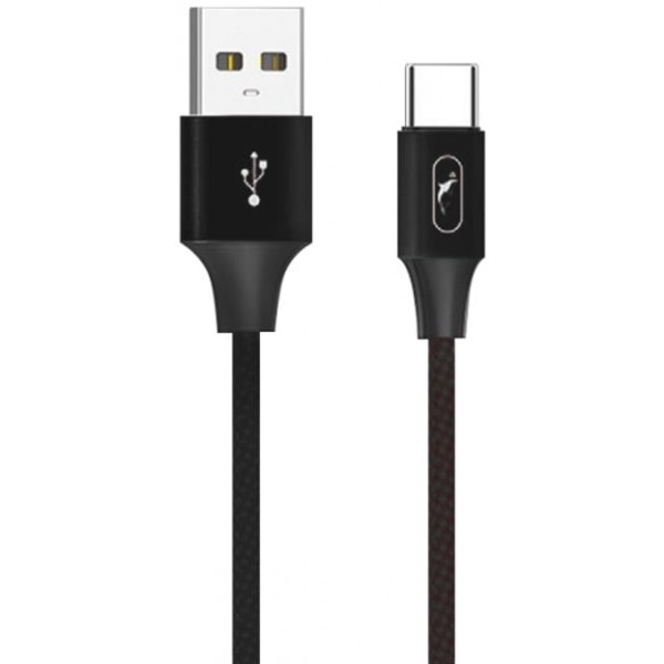 Кабель синхронізації даних SkyDolphin S55T Neylon USB - Type-C 1 м Black (USB-000436)