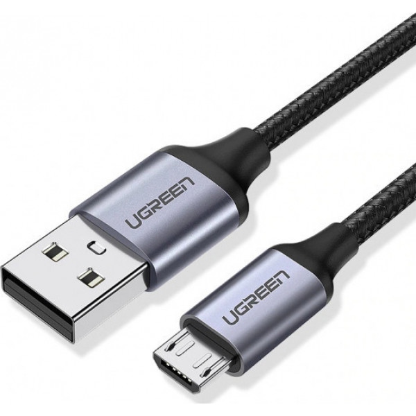 Кабель UGREEN US290 USB-A 2.0 - MicroUSB Aluminum Braid 1.5 m Black (60147)