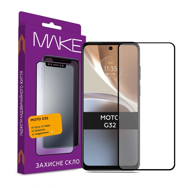 Захисне скло для смартфону MAKE Full Cover Full Glue Moto G32 (MGF-MG32)