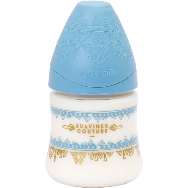 Пляшка для годування Suavinex 150 мл, кругла, Couture, блакитна (304127)